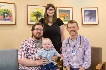 Dr. Jesse Coenen, family physician at St. Luke's Medical Arts Clinic, with the Mokry family